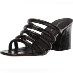 strappy black block heels